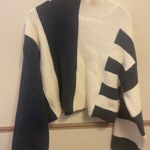 Monochrome Striped Turtleneck Sweater